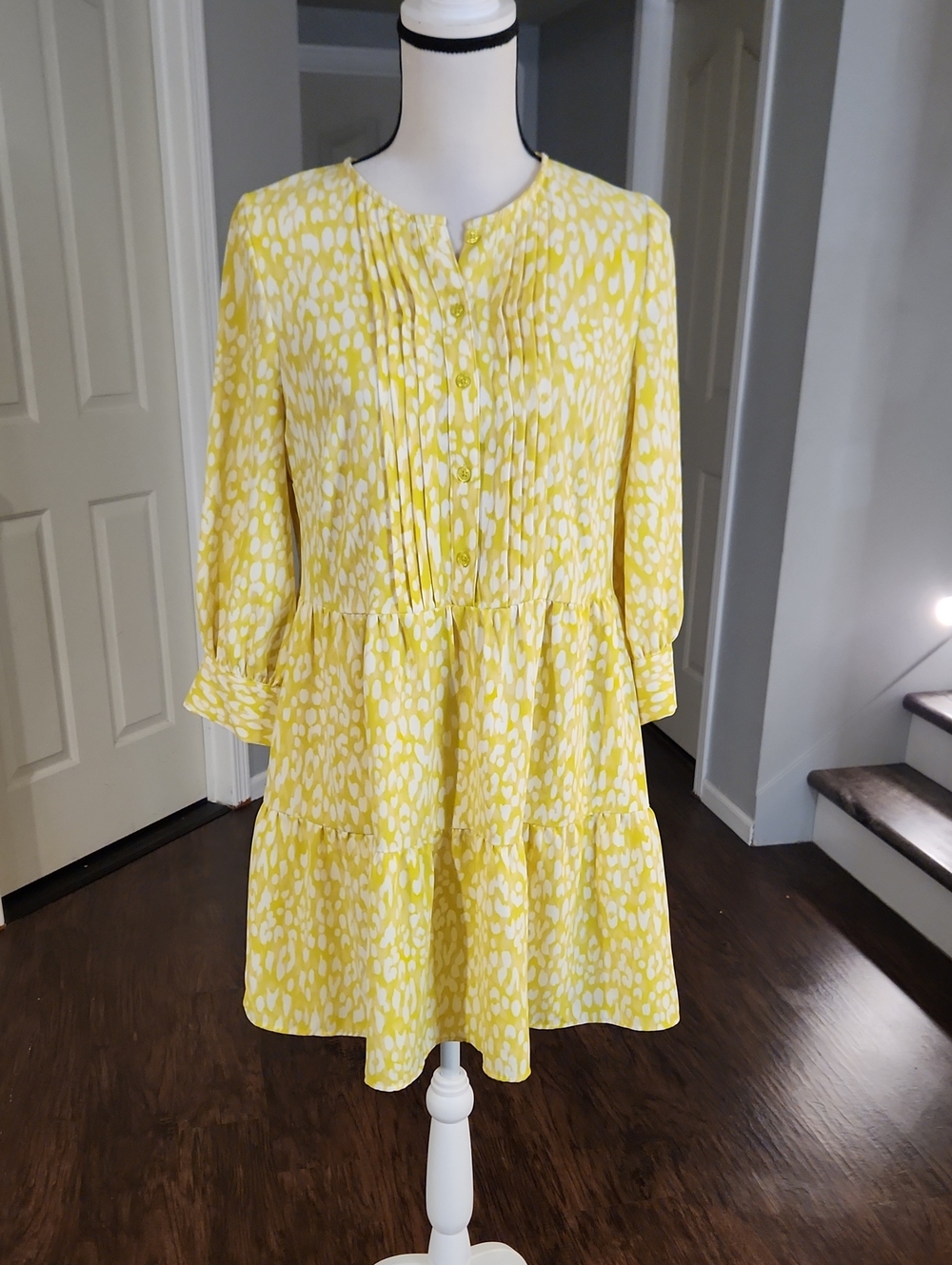 Who What Wear Yellow Leopard Flirt Midi Dress